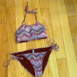 Multi coloured bathing suit two piece
